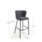 Sgabello Ciselia in ciniglia grigio scuro e gambe acciaio nero altezza 75 cm