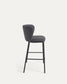 Sgabello Ciselia in ciniglia grigio scuro e gambe acciaio nero altezza 75 cm