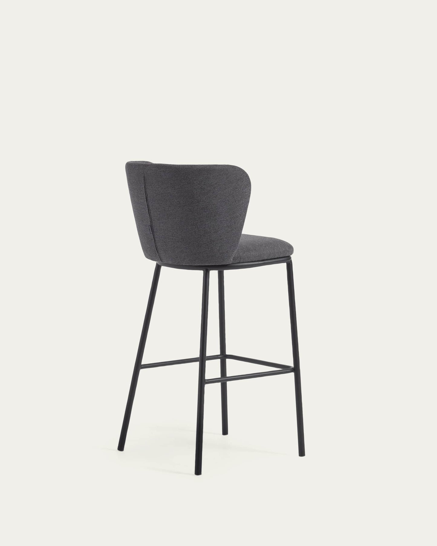 Sgabello Ciselia in ciniglia grigio scuro e gambe acciaio nero altezza 75 cm