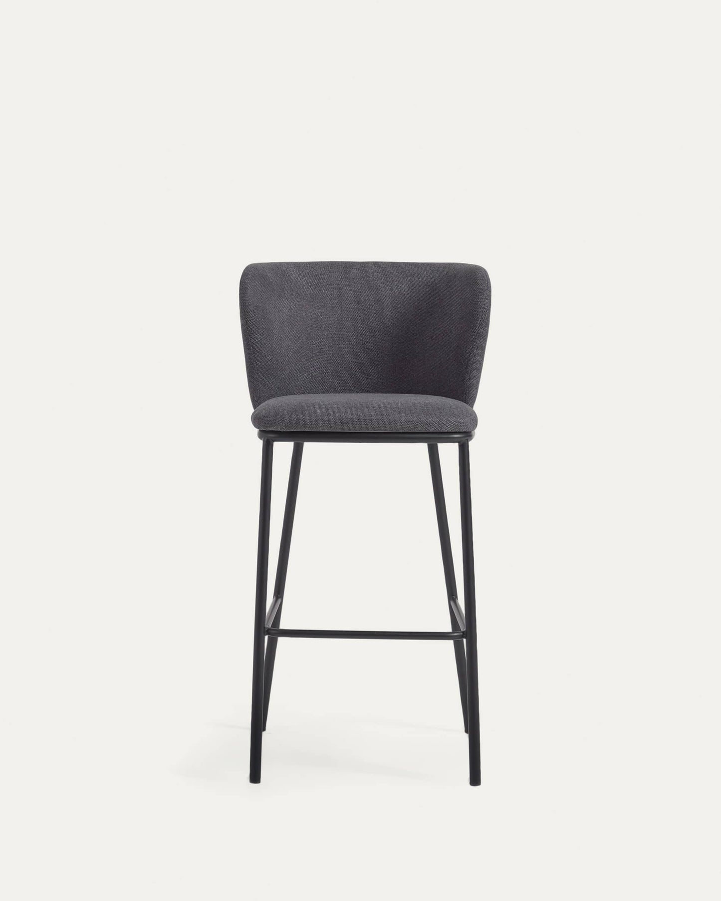 Sgabello Ciselia in ciniglia grigio scuro e gambe acciaio nero altezza 75 cm