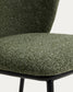 Sgabello Ciselia in ciniglia spessa verde scuro e gambe in acciaio finitura nera 65 cm