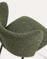 Sgabello Ciselia in ciniglia spessa verde scuro e gambe in acciaio finitura nera 65 cm