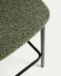 Sgabello Ciselia in ciniglia spessa verde scuro e gambe in acciaio finitura nera 65 cm