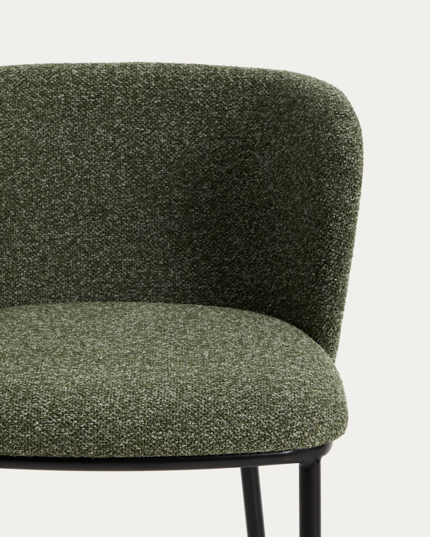 Sgabello Ciselia in shearling verde e acciaio nero altezza 75 cm