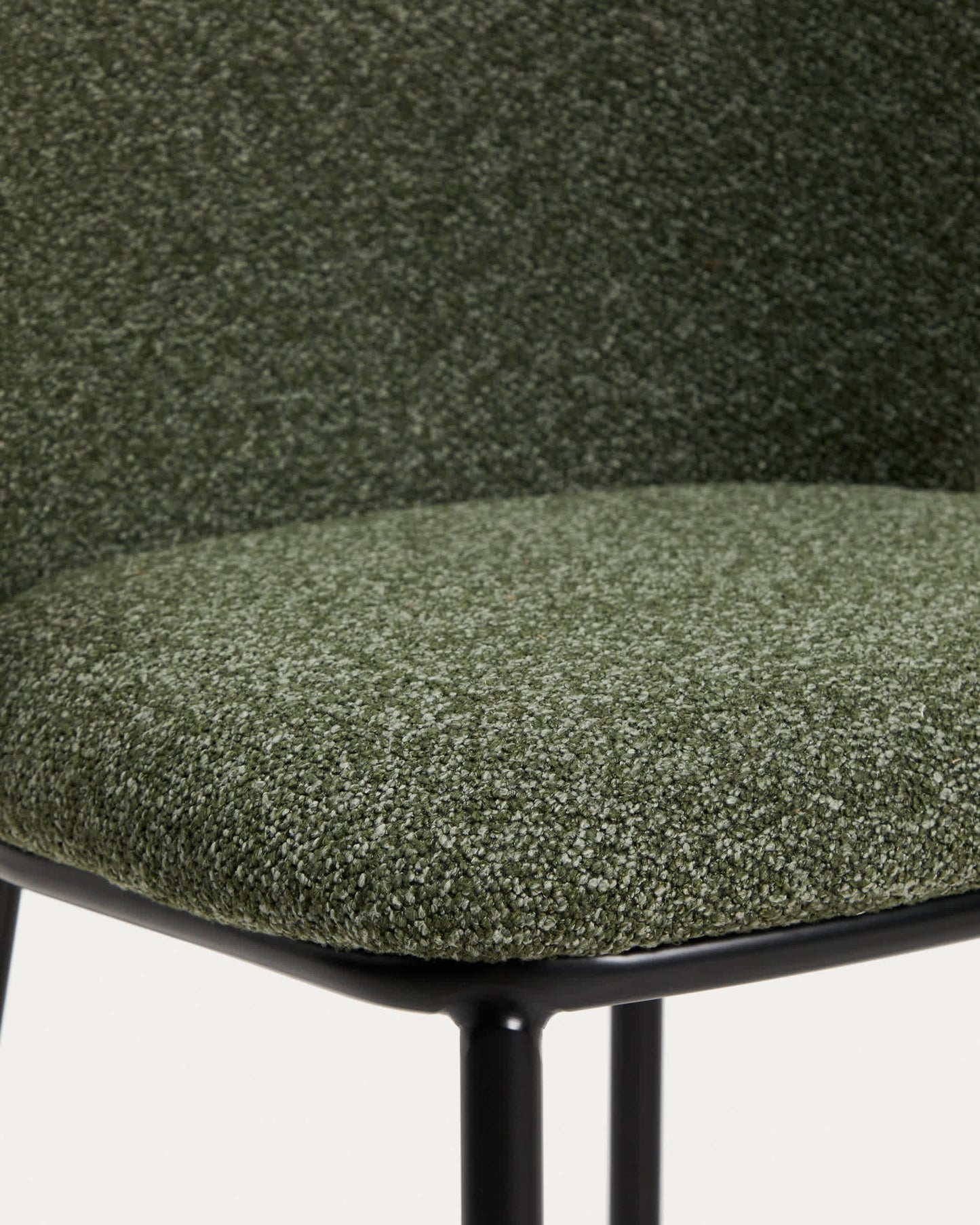 Sgabello Ciselia in shearling verde e acciaio nero altezza 75 cm