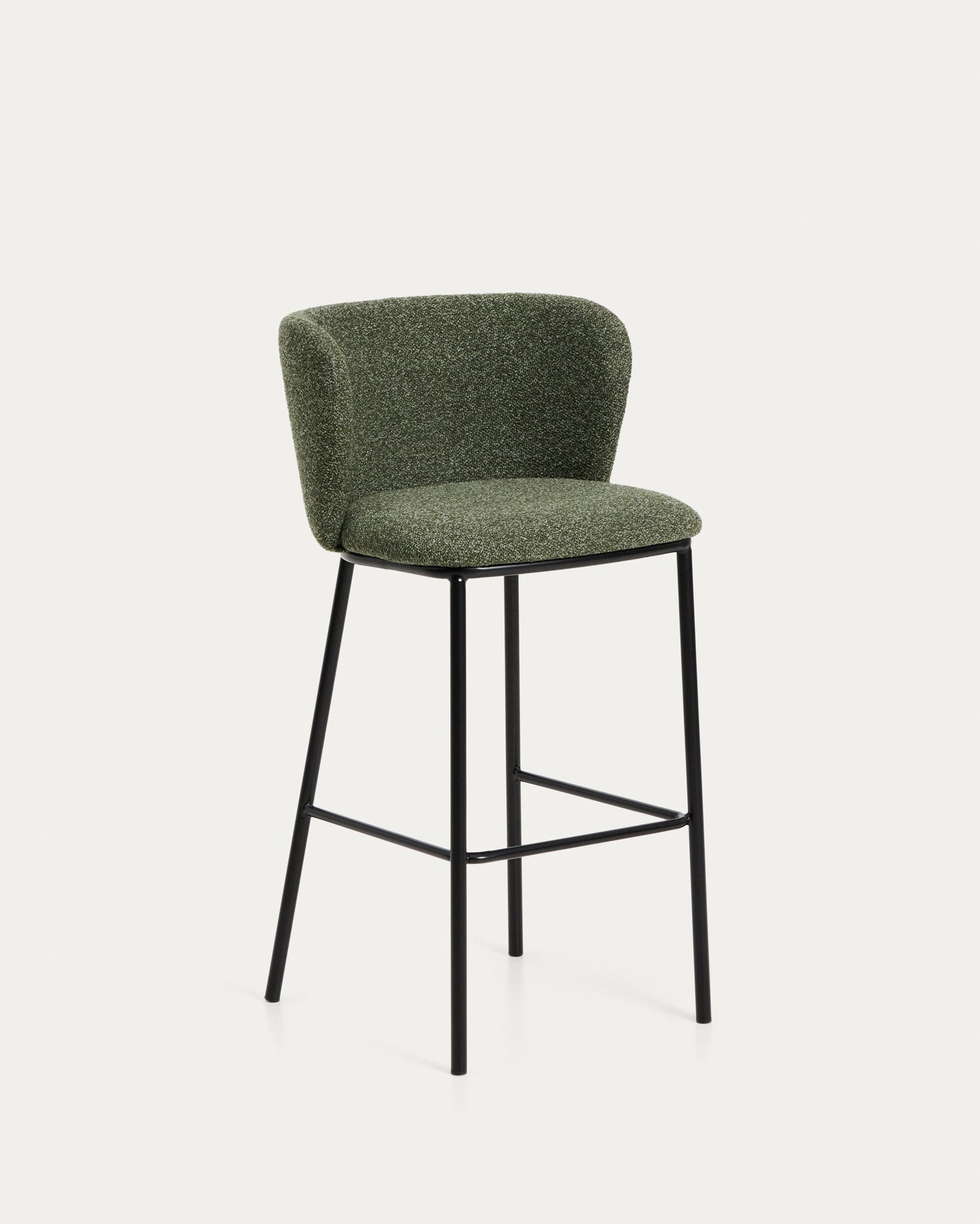 Sgabello Ciselia in shearling verde e acciaio nero altezza 75 cm