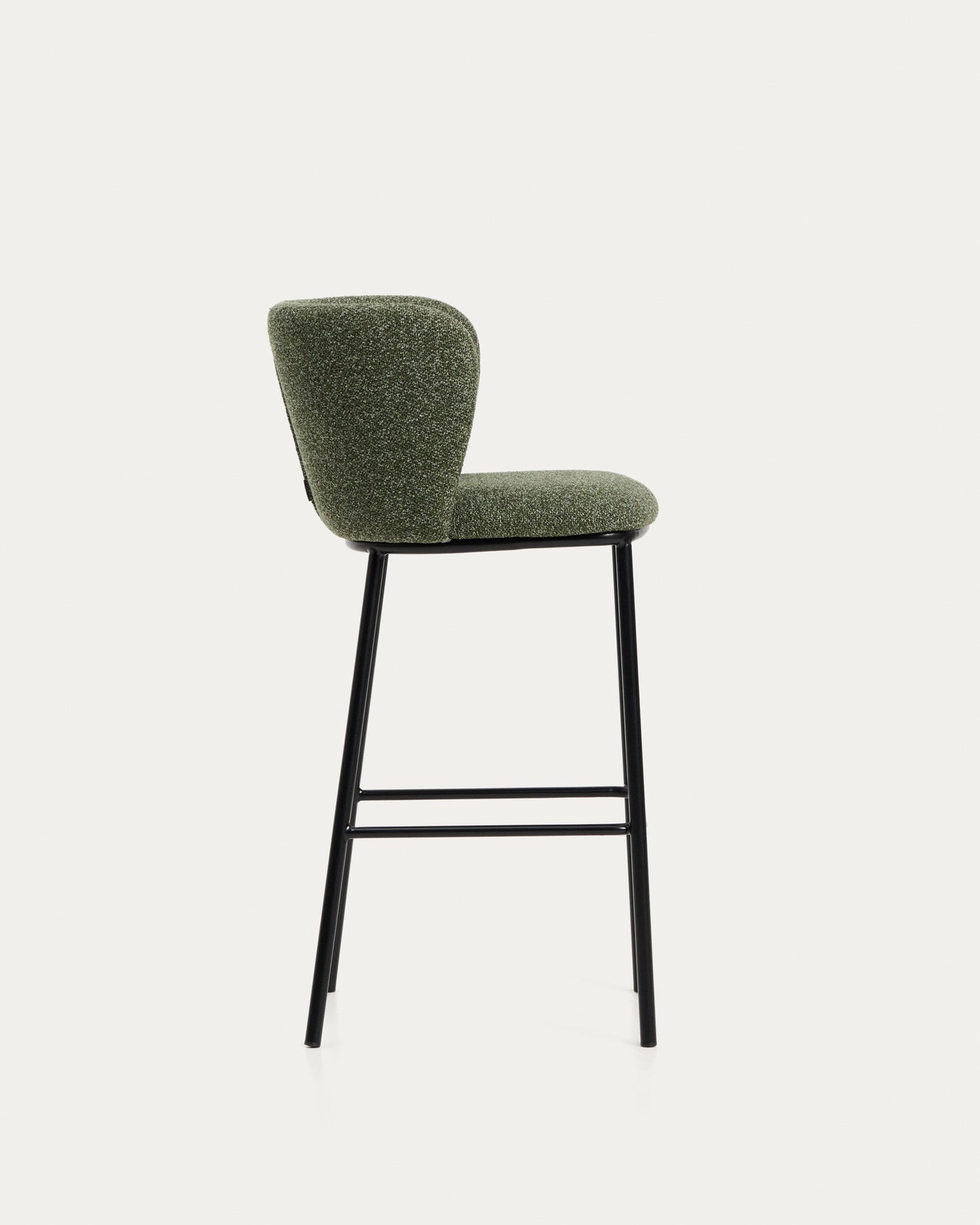 Sgabello Ciselia in shearling verde e acciaio nero altezza 75 cm