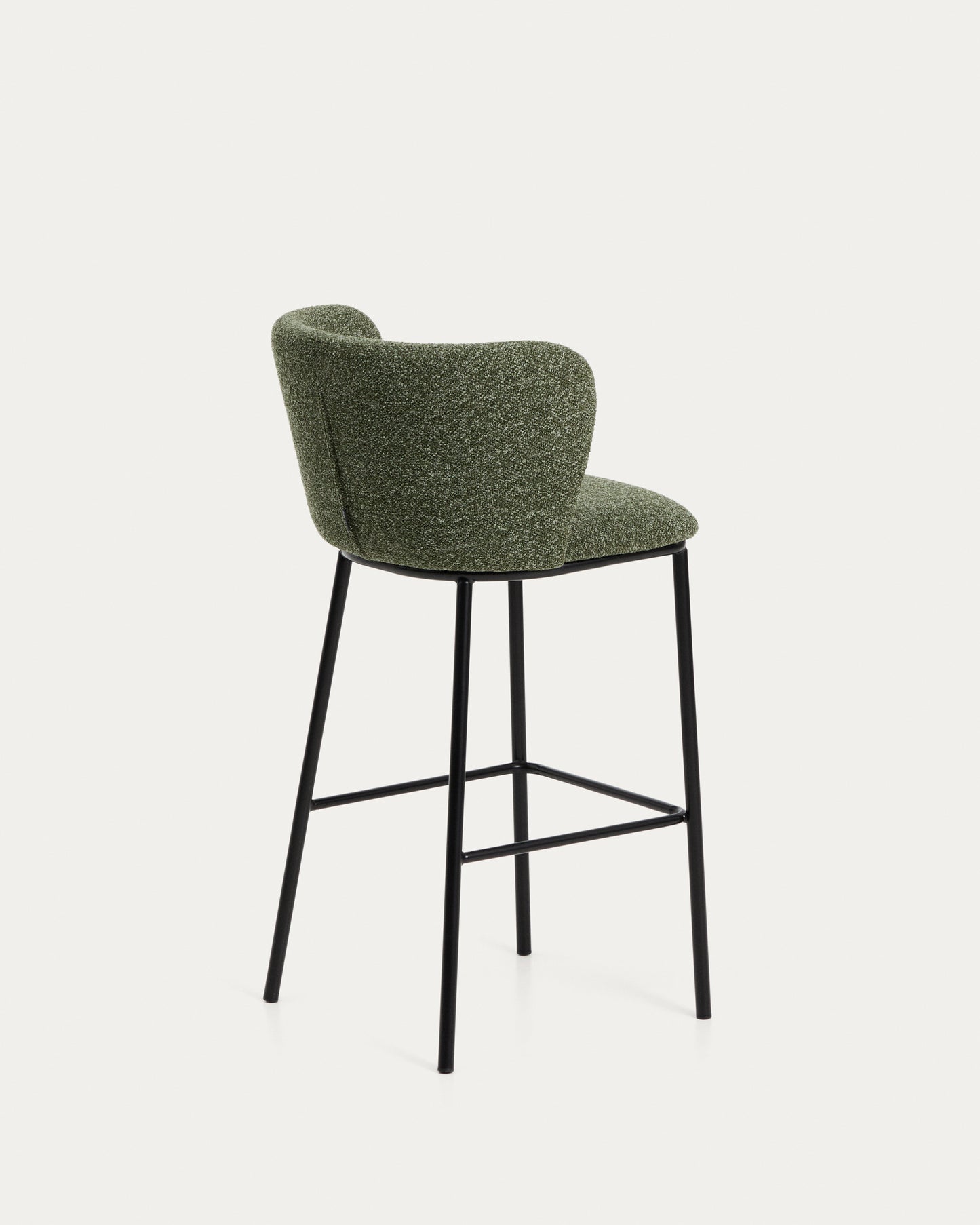 Sgabello Ciselia in shearling verde e acciaio nero altezza 75 cm