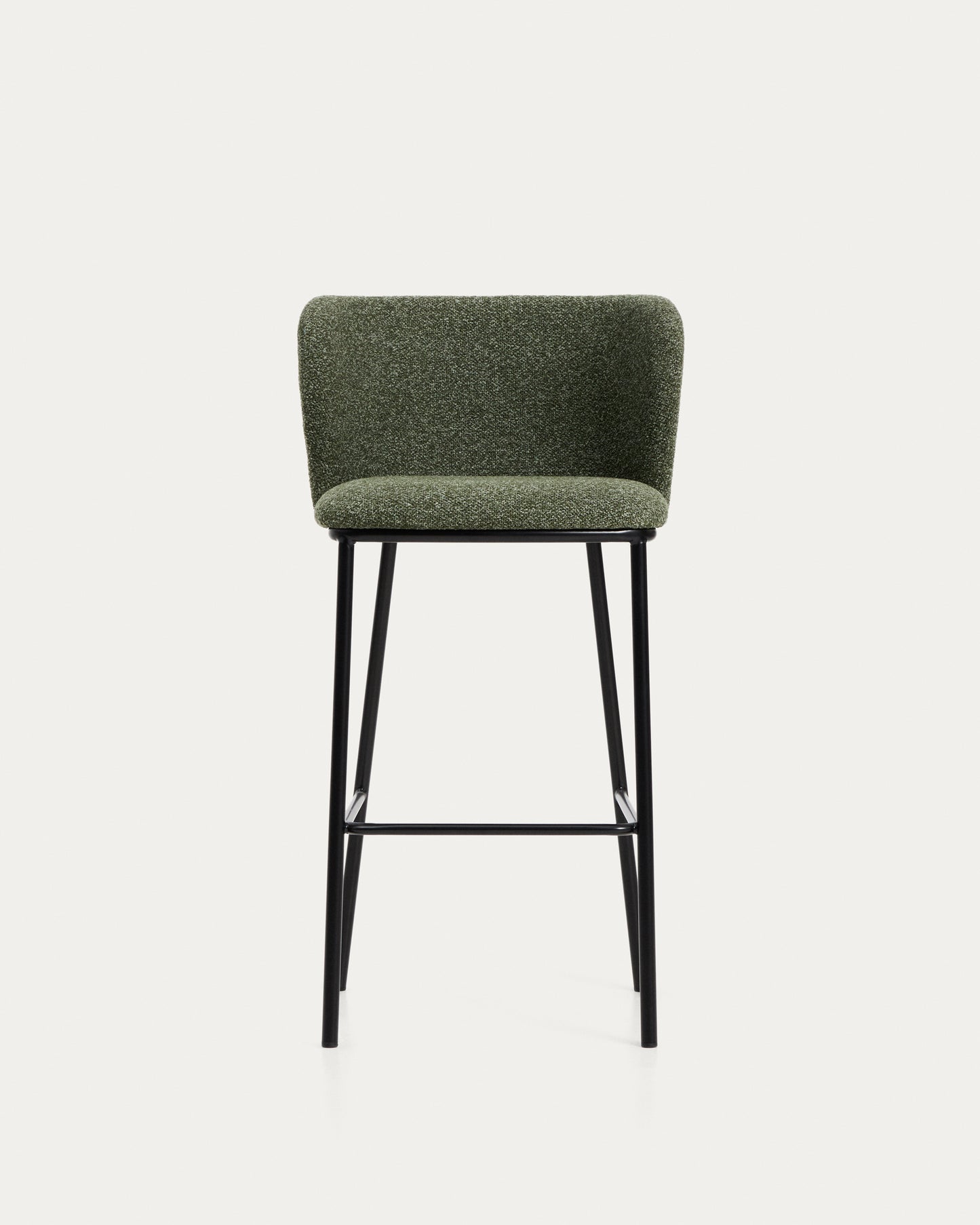 Sgabello Ciselia in shearling verde e acciaio nero altezza 75 cm