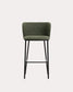 Sgabello Ciselia in shearling verde e acciaio nero altezza 75 cm