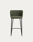 Sgabello Ciselia in shearling verde e acciaio nero altezza 75 cm