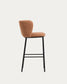 Sgabello Ciselia in ciniglia spessa terracotta e gambe in acciaio finitura nera 75 cm