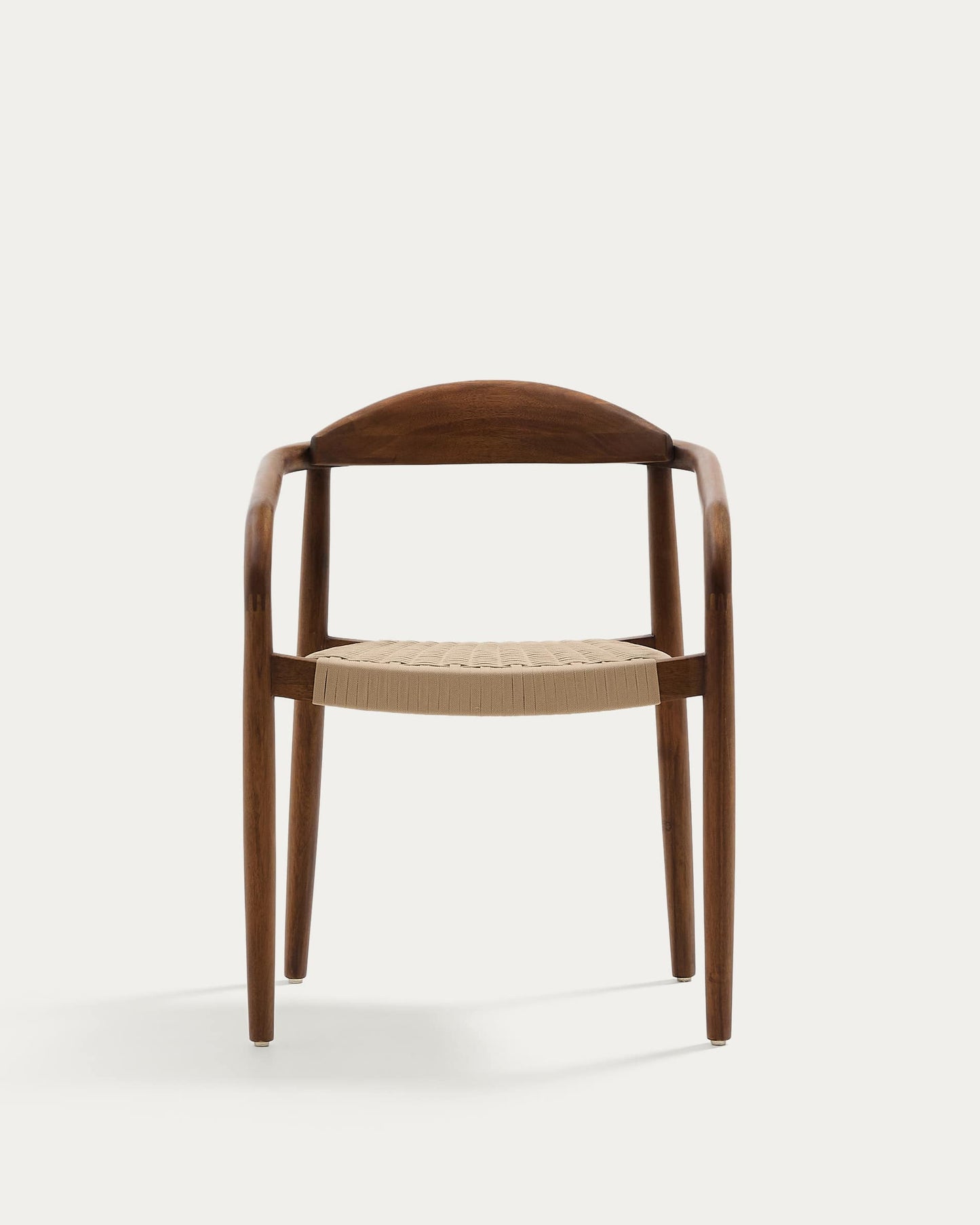 Sedia Nina in legno massello di acacia finitura noce e corda beige