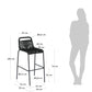 Sgabello Lambton in corda nera e acciaio finitura nera altezza 74 cm