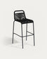 Sgabello Lambton in corda nera e acciaio finitura nera altezza 74 cm