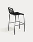 Sgabello Lambton in corda nera e acciaio finitura nera altezza 74 cm