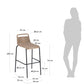 Sgabello Lambton in corda marrone e acciaio finitura nera altezza 74 cm