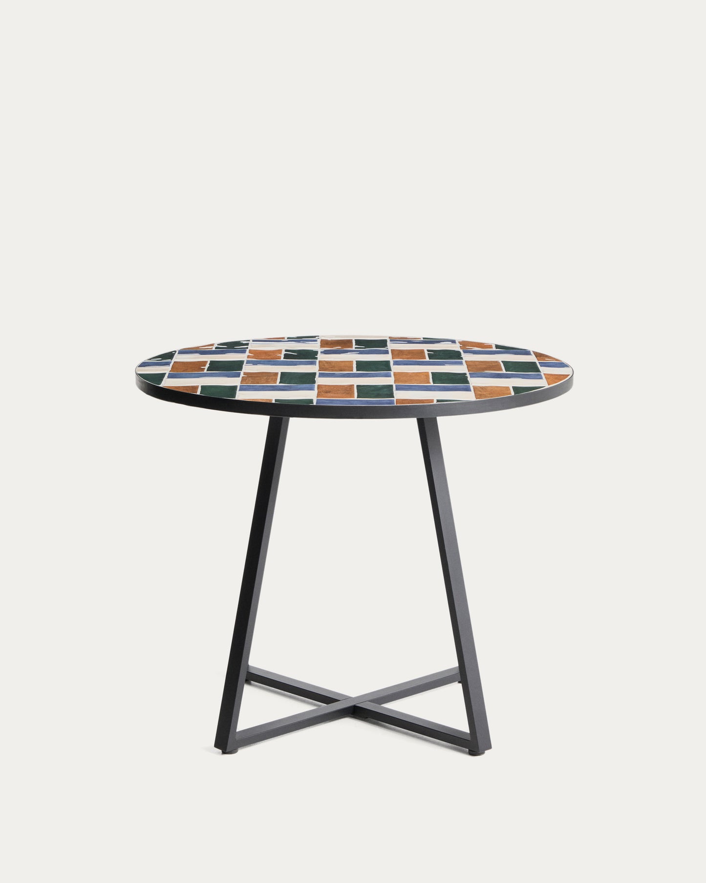 Tavolo rotondo Tella in acciaio zincato grafite e piastrelle multicolore Ø 90 cm