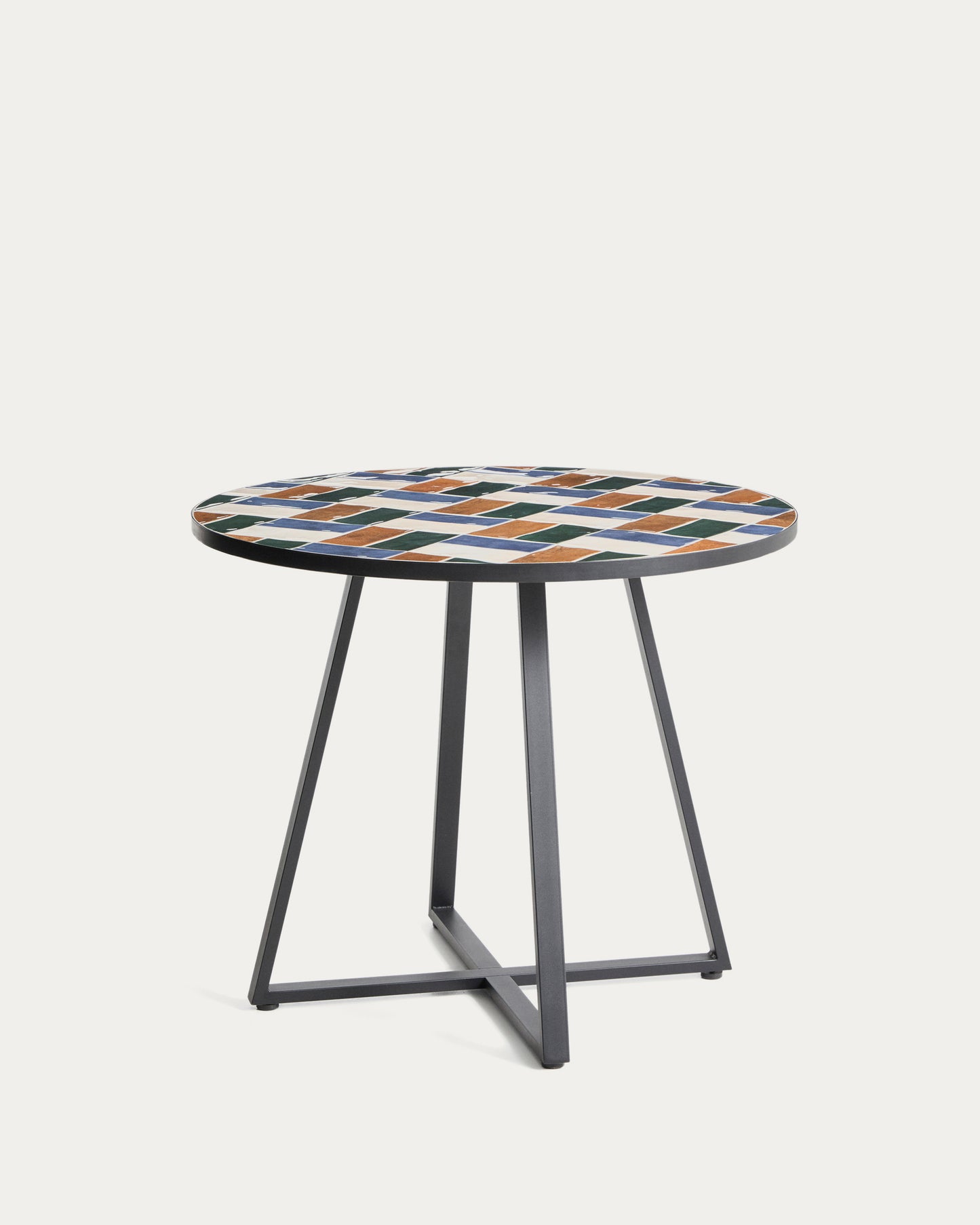 Tavolo rotondo Tella in acciaio zincato grafite e piastrelle multicolore Ø 90 cm