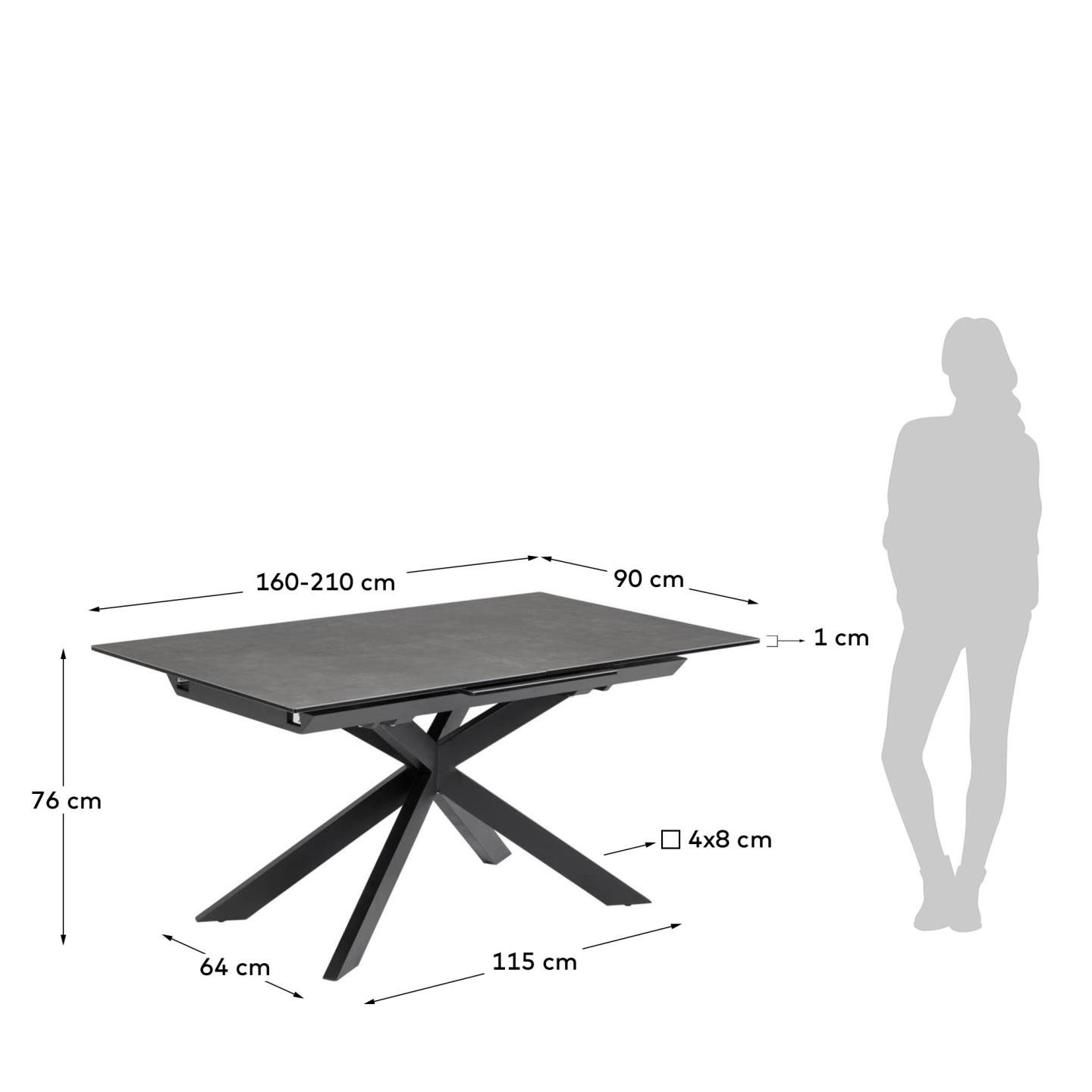 Tavolo allungabile Atminda porcellanato 160 (210) x 90 cm