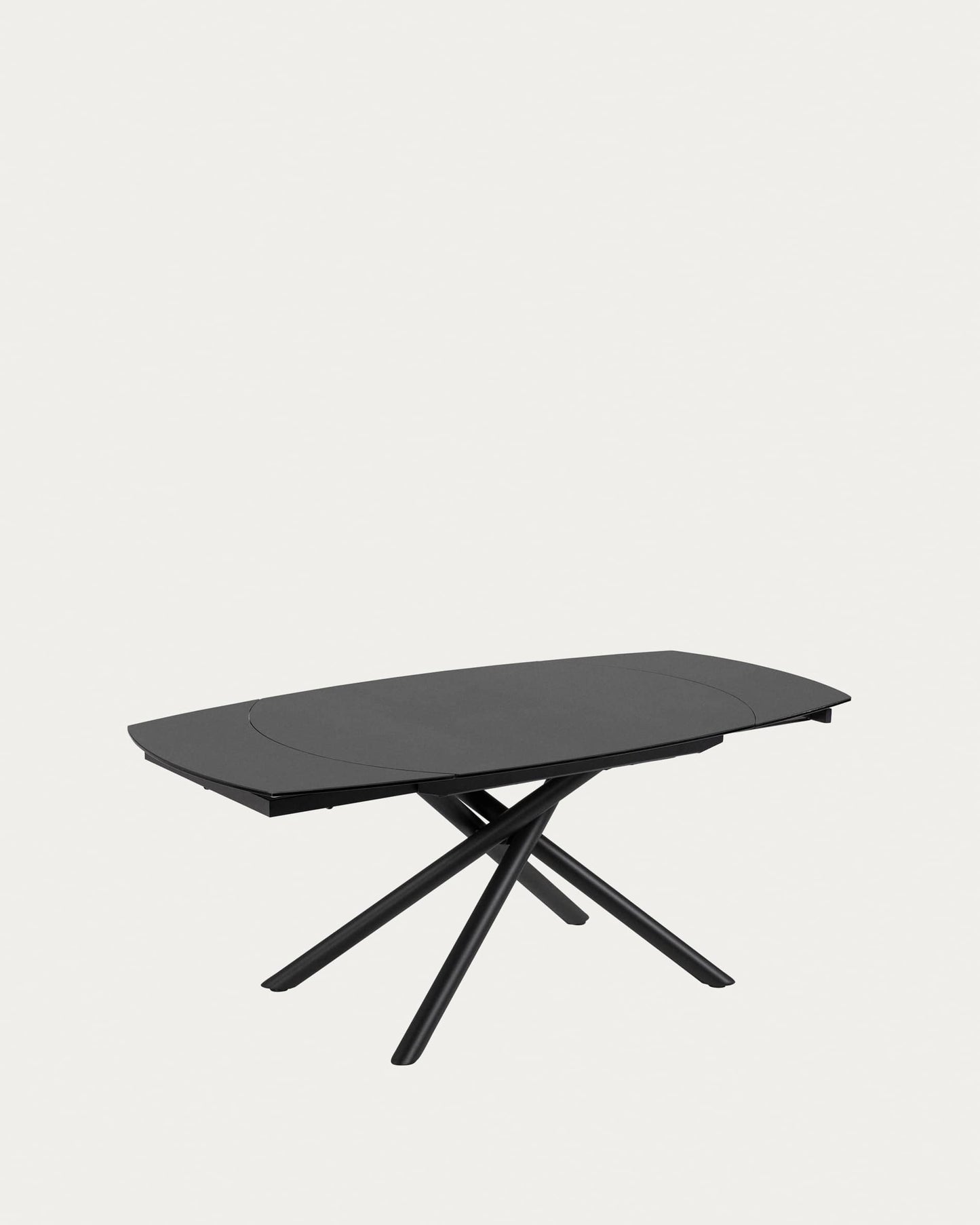 Tavolo allungabile Yodalia in vetro e gambe in acciaio finitura nera 130 (190) x 100 cm