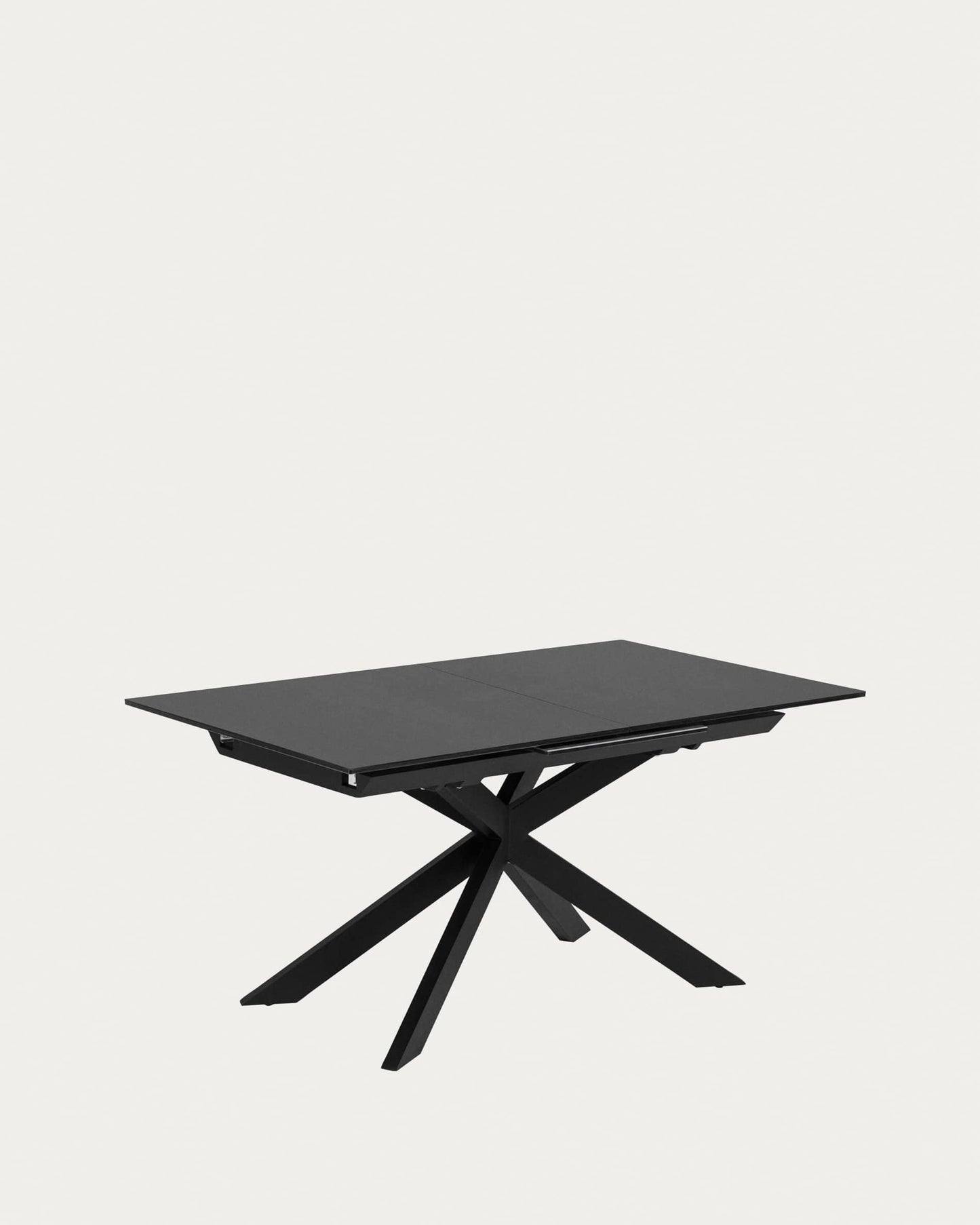 Tavolo allungabile Atminda in vetro e gambe in acciaio finitura nera 160 (210) x 90 cm