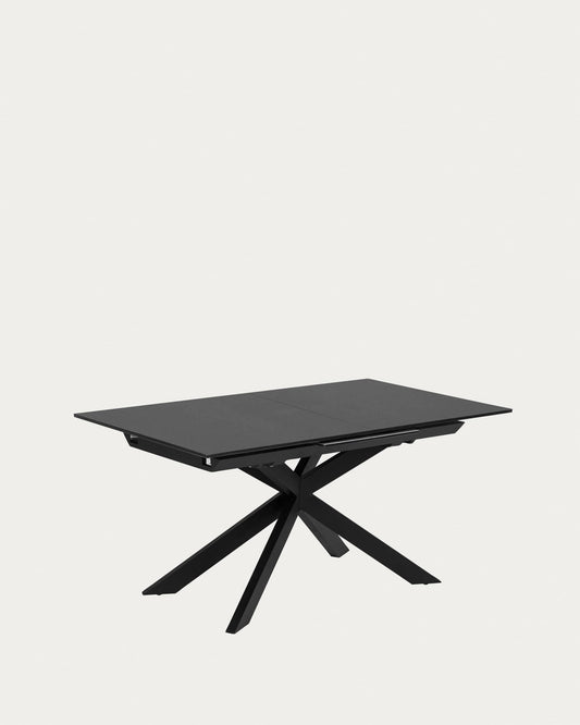 Tavolo allungabile Atminda in vetro e gambe in acciaio finitura nera 160 (210) x 90 cm