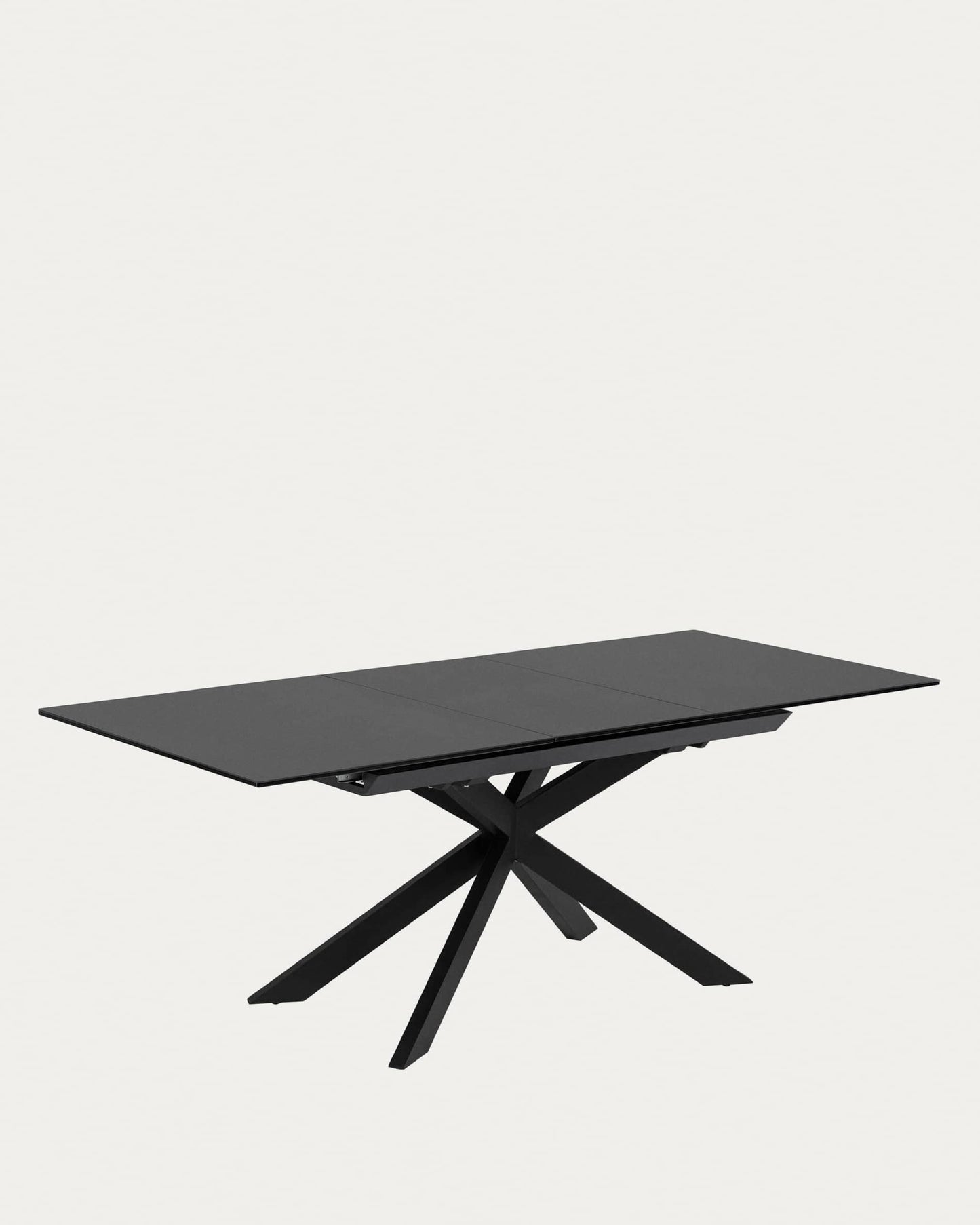 Tavolo allungabile Atminda in vetro e gambe in acciaio finitura nera 160 (210) x 90 cm