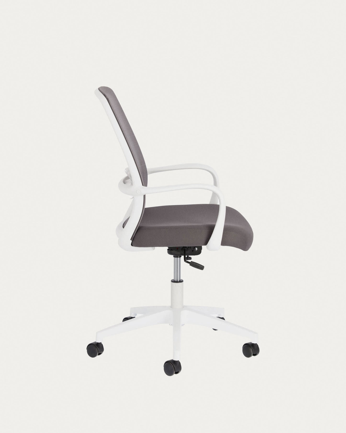 Sedia da scrivania Melva grigio e gambe in acciaio bianco