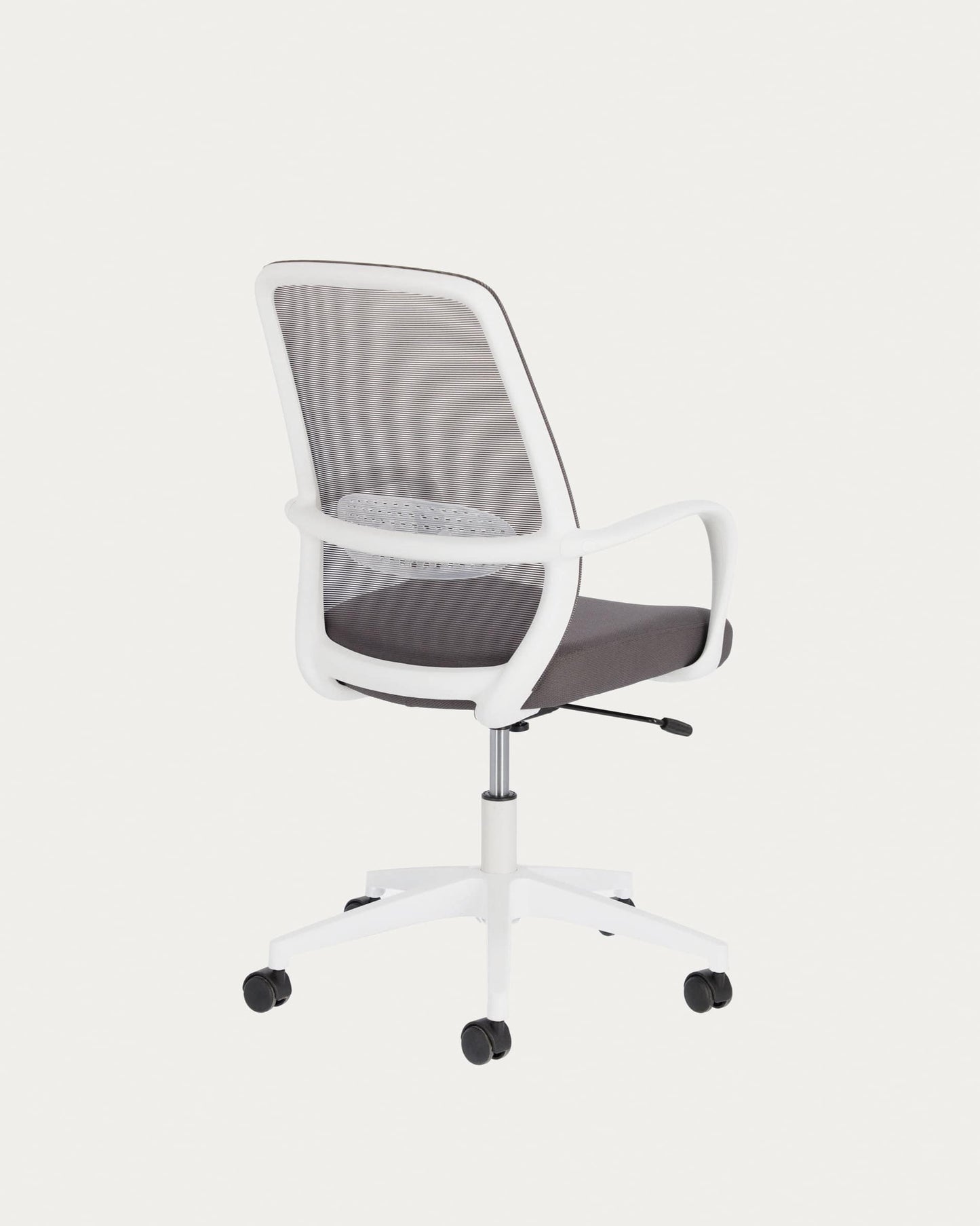 Sedia da scrivania Melva grigio e gambe in acciaio bianco