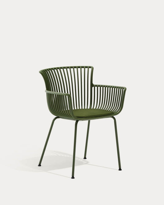 Sedia da esterno Surpika con gambe in acciaio verde