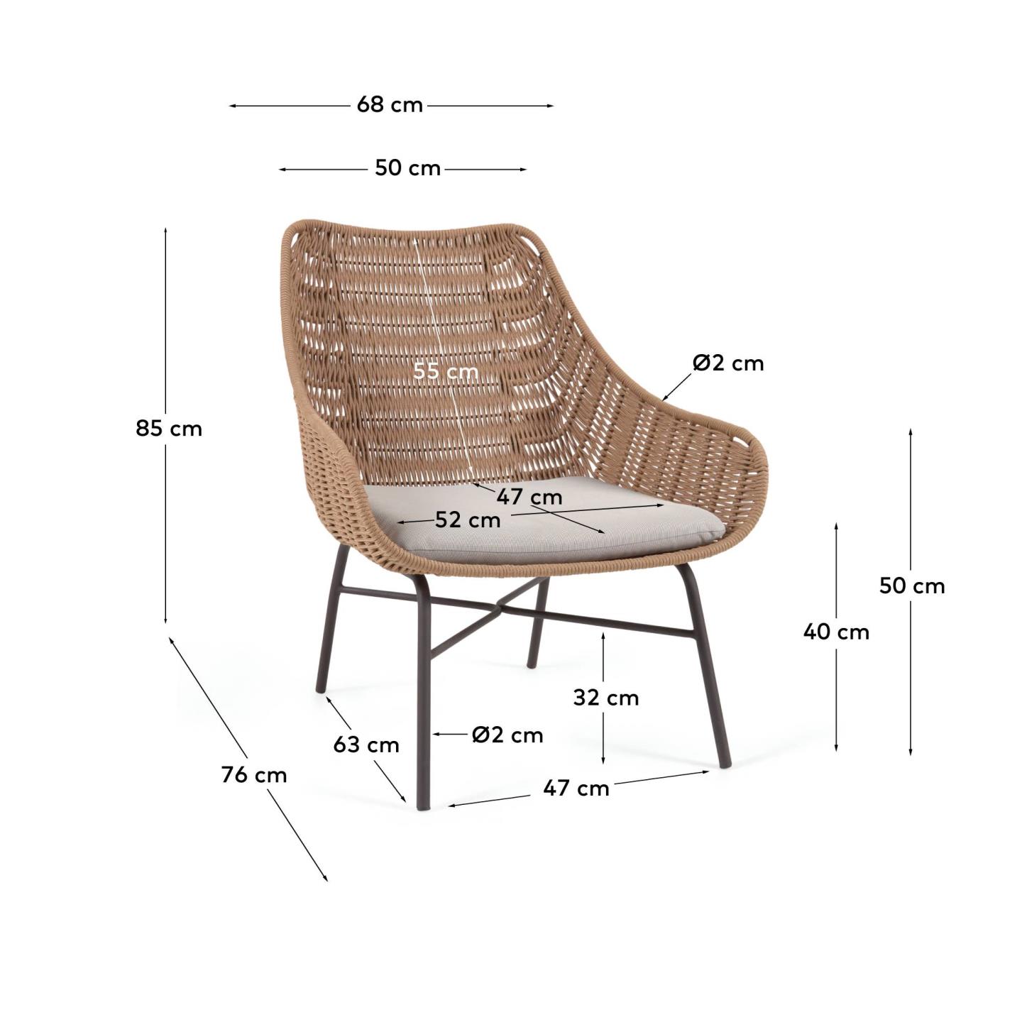 Poltrona Abeli in corda beige