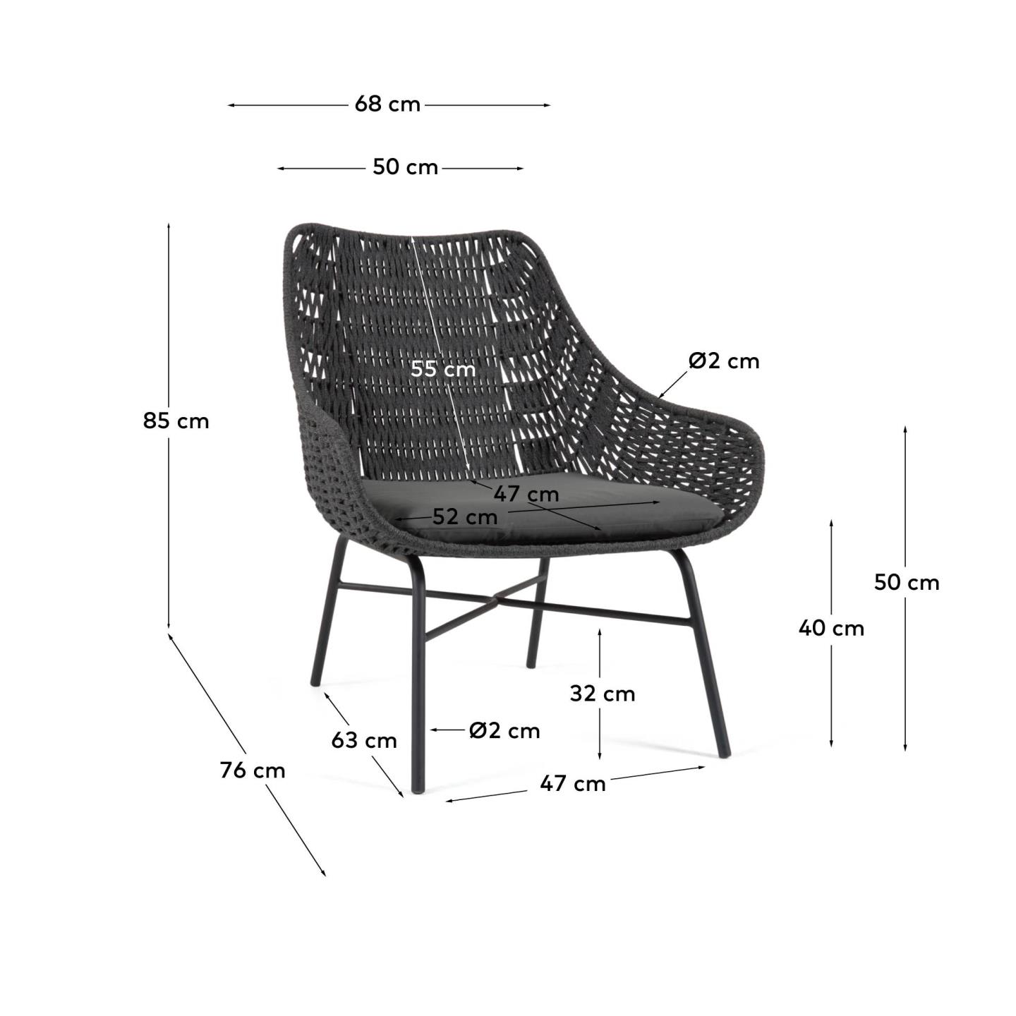 Poltrona Abeli in corda nera