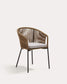 Sedia Yanet in corda beige e gambe in acciaio zincato