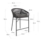 Sgabello Yanet in corda nera altezza 65 cm