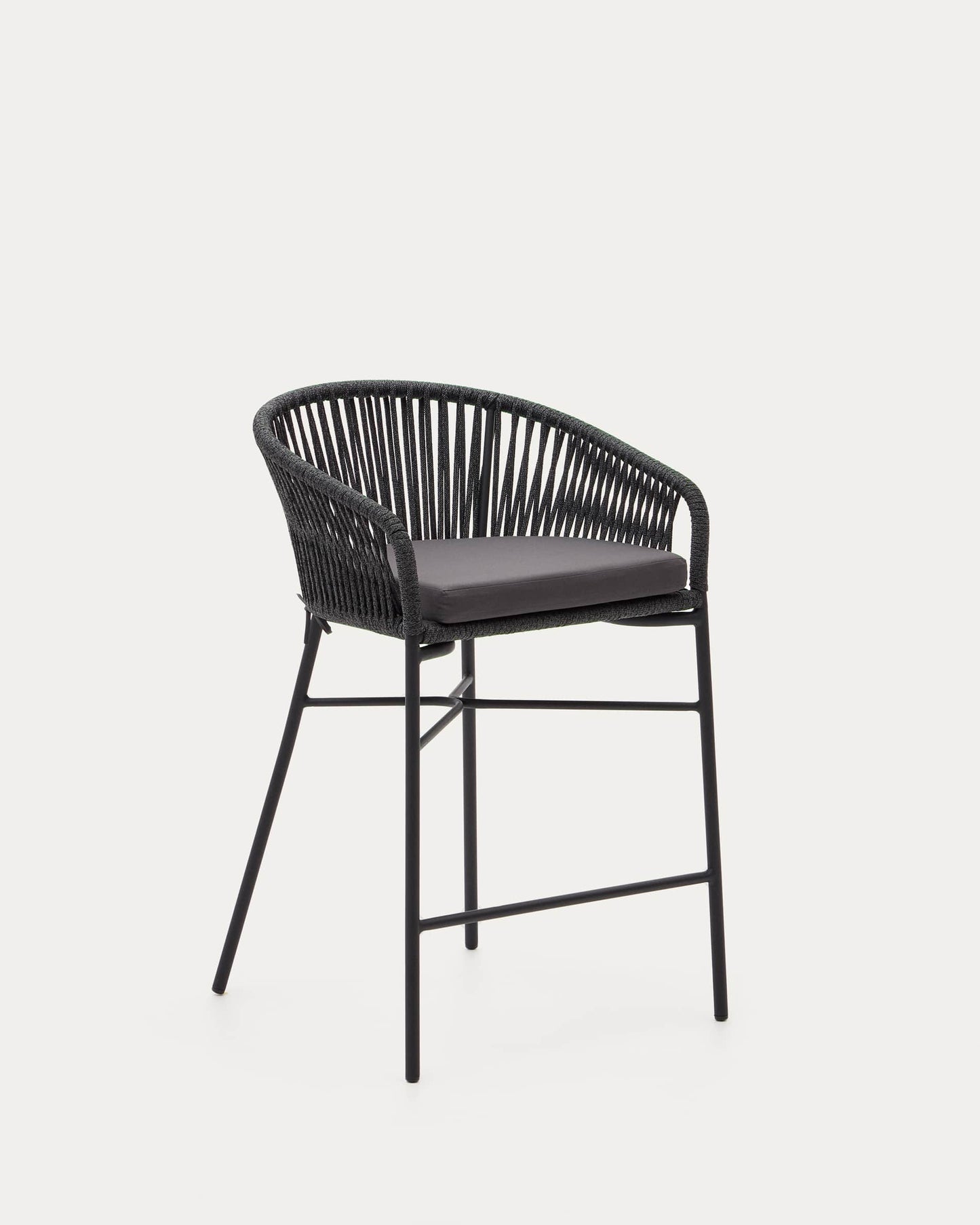Sgabello Yanet in corda nera altezza 65 cm