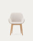 Sedia Konna beige con gambe in legno massello di frassino finitura naturale