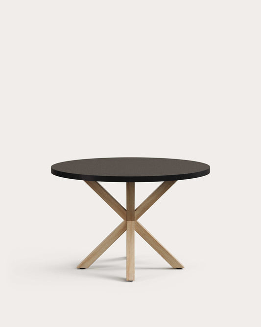 Tavolo rotondo Argo Ø 120 cm DM con gambe in acciaio effetto legno