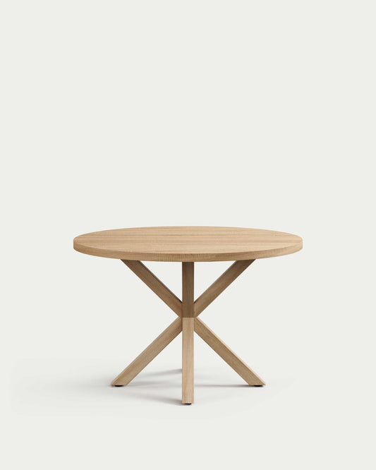 Tavolo rotondo Full Argo Ø 120 cm melammina naturale e gambe in acciaio effetto legno