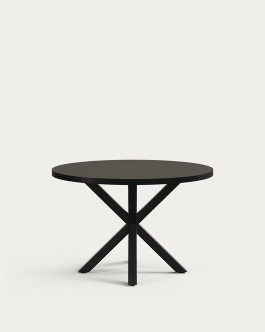 Tavolo rotondo Argo Ø 120 cm DM nero con gambe in acciaio