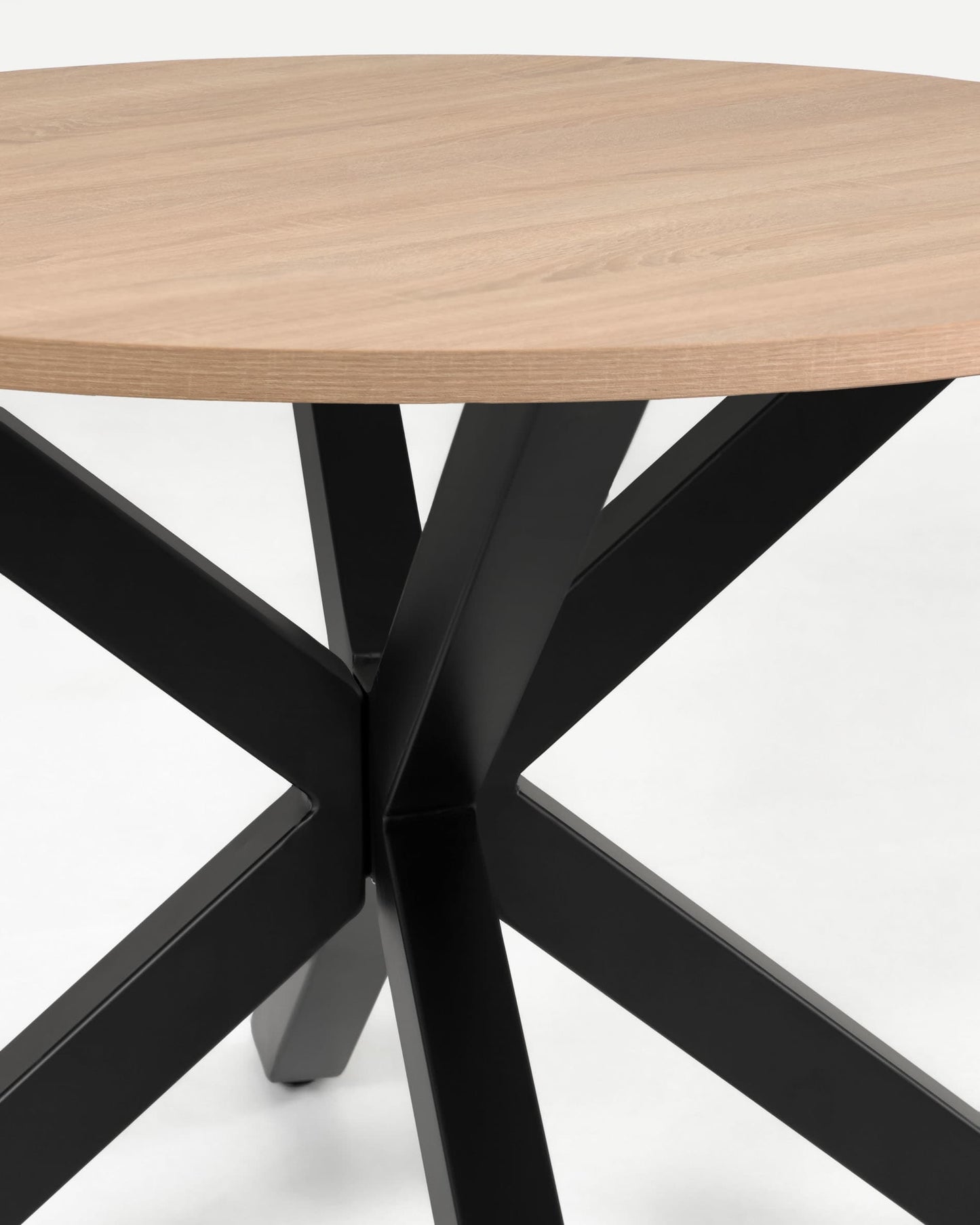 Tavolo rotondo Argo Ø 120 cm melammina naturale e gambe in acciaio nero