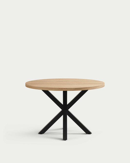 Tavolo rotondo Argo Ø 120 cm melammina naturale e gambe in acciaio nero