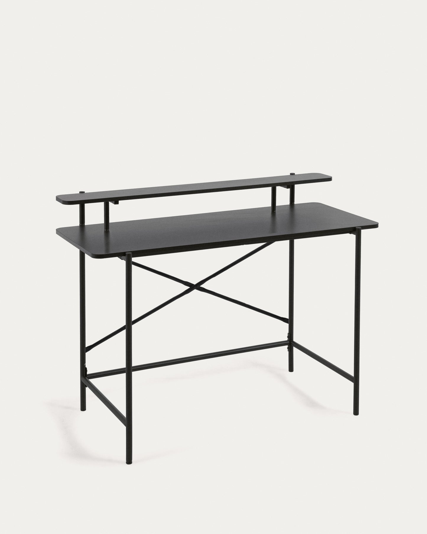 Tavolo Galatia nera in melamina con gambe in metallo verniciato nero 120 x 60 cm