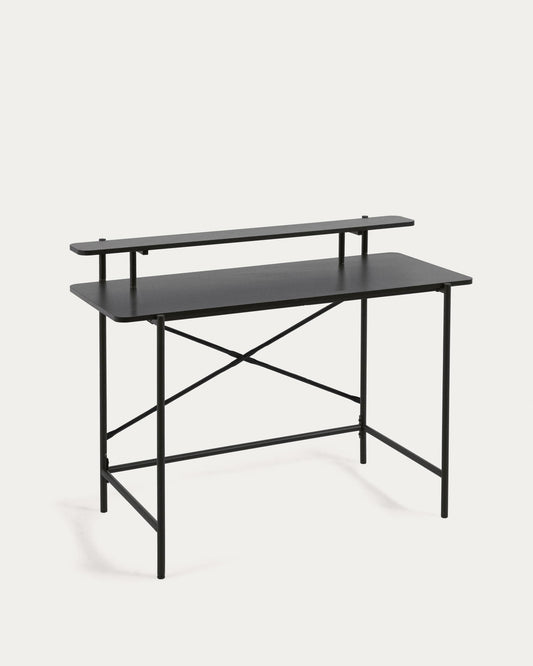 Tavolo Galatia nera in melamina con gambe in metallo verniciato nero 120 x 60 cm
