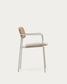 Sedia impilabile Maureen in impiallacciatura di rovere finitura naturale e gambe beige