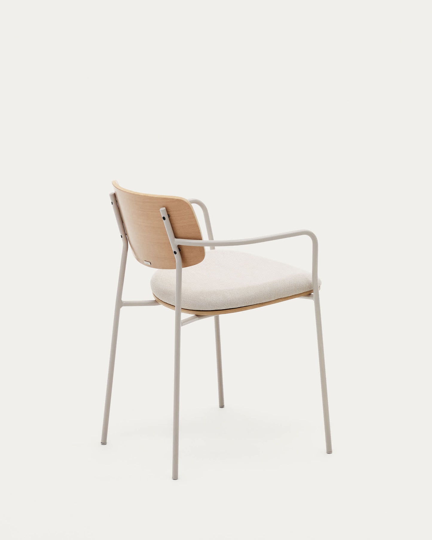 Sedia impilabile Maureen in impiallacciatura di rovere finitura naturale e gambe beige