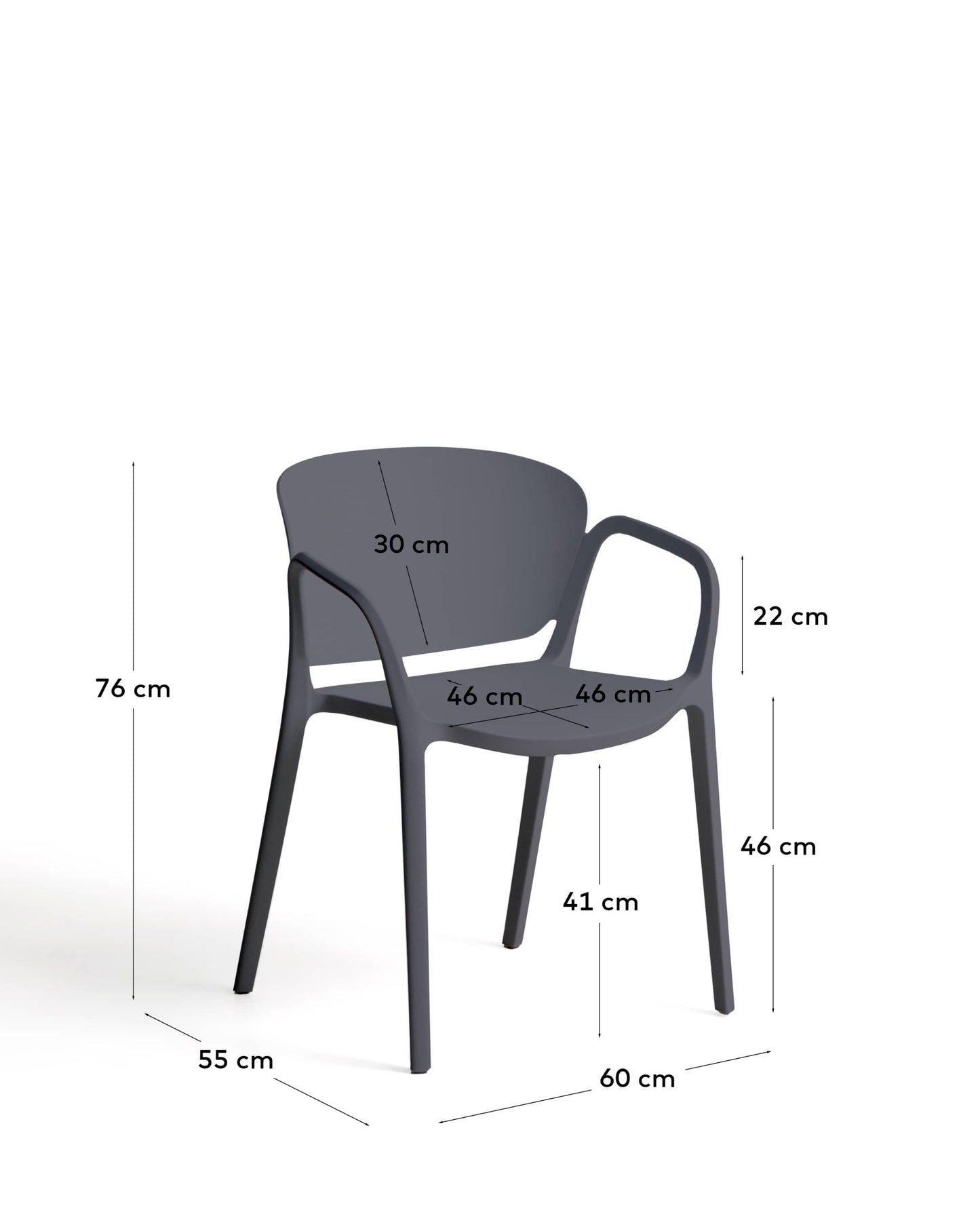 Sedia impilabile da esterno Ania grigio scuro