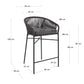 Sgabello Yanet in corda nera altezza 80 cm