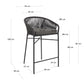 Sgabello Yanet in corda nera altezza 80 cm
