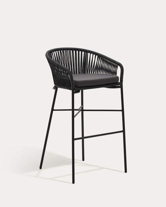 Sgabello Yanet in corda nera altezza 80 cm